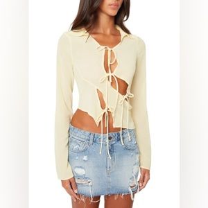 Danielle Guizio Yellow Cut Out Blouse